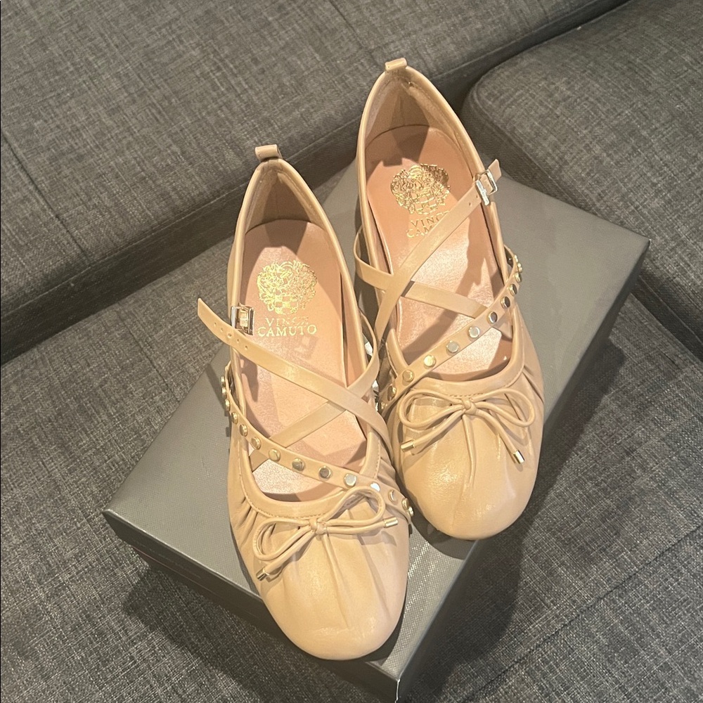 Vince Camuto Beige Studded Flats